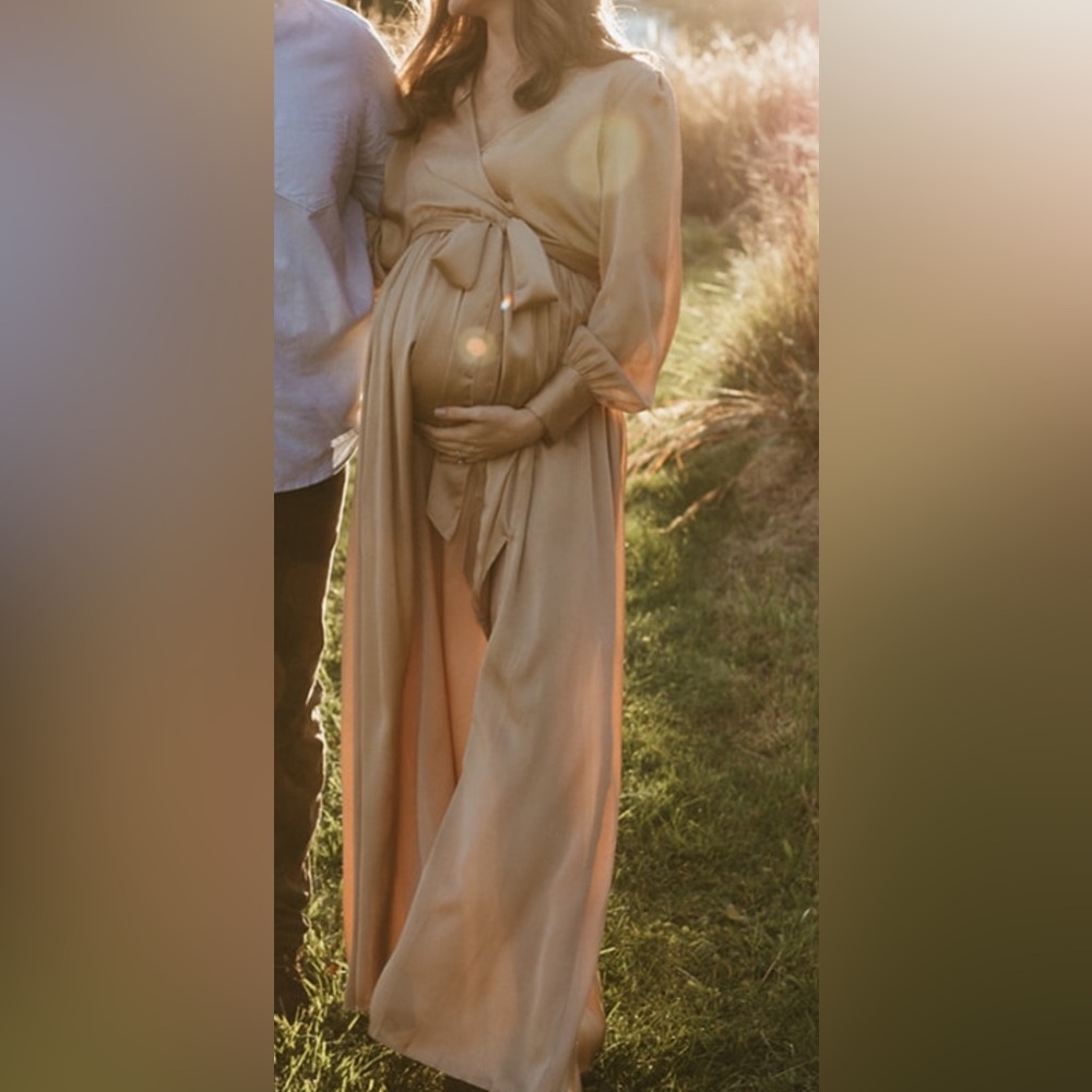 Elegant Gold Maternity Maxi Dress from Baltic Born